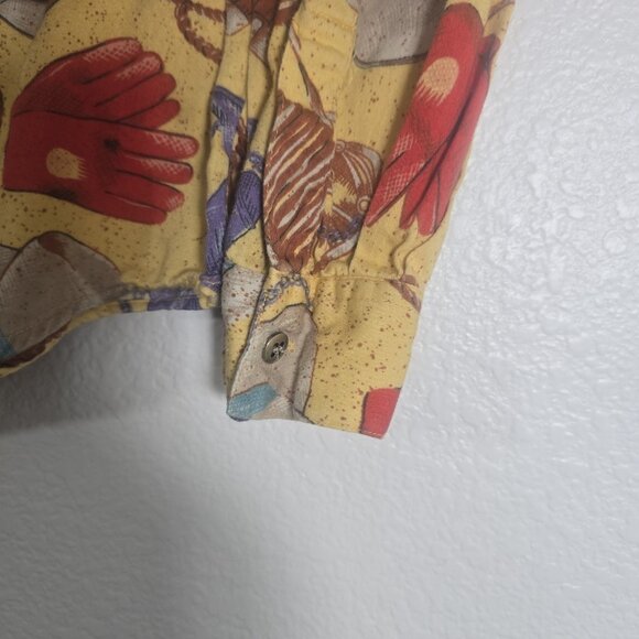 Dockers Vintage Western Button Down Shirt Women Medium Equestrian Cowboy Yellow - Picture 8 of 10